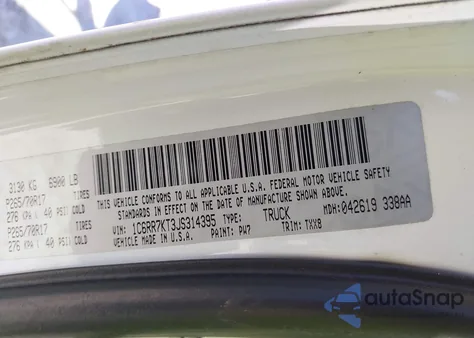 2018 Ram 1500 Tradesman 4X4 5'7 Box из США, поврежденный, VIN 1C6RR7KT3JS314395